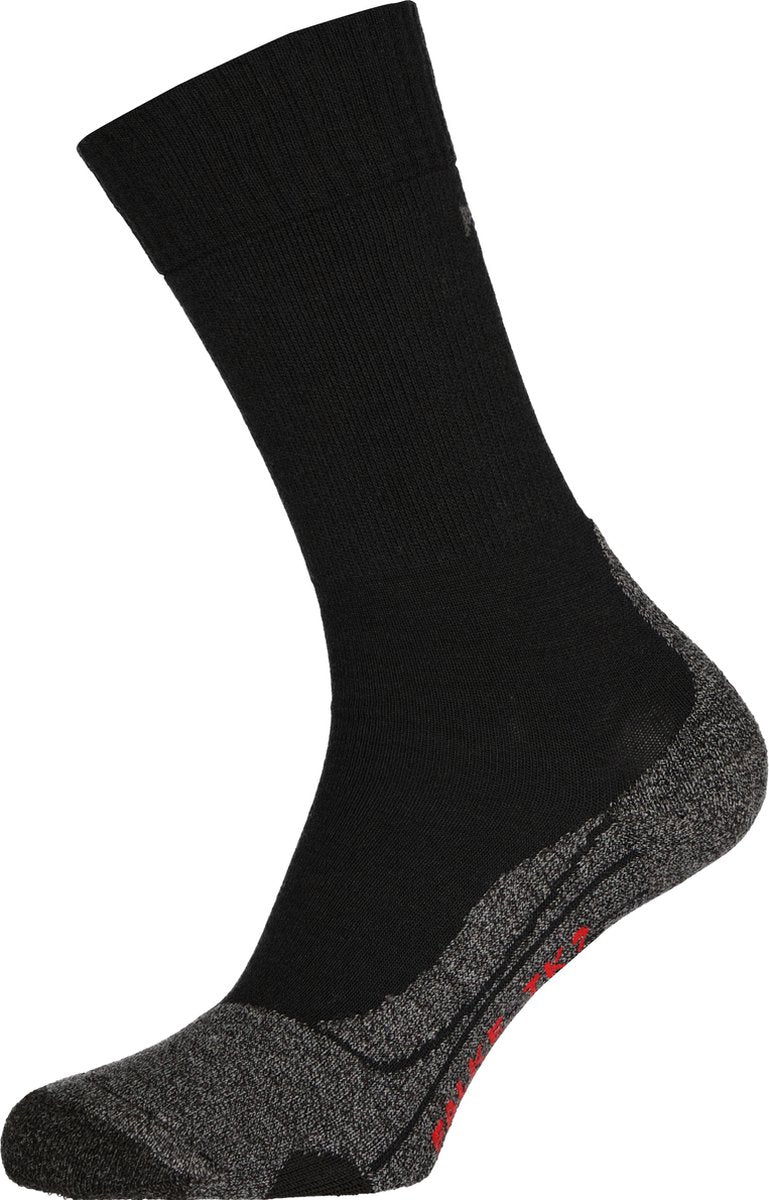 Falke tk2 chaussettes de marche en laine épaisse anti-ampoules en matériau fonctionnel hommes noir - taille 42-43