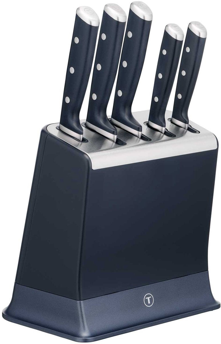 Tefal eversharp k297s644 - set de couteaux - 5 pièces - bloc de couteaux avec aiguiseur intégré - auto-affûtage - acier inoxydable