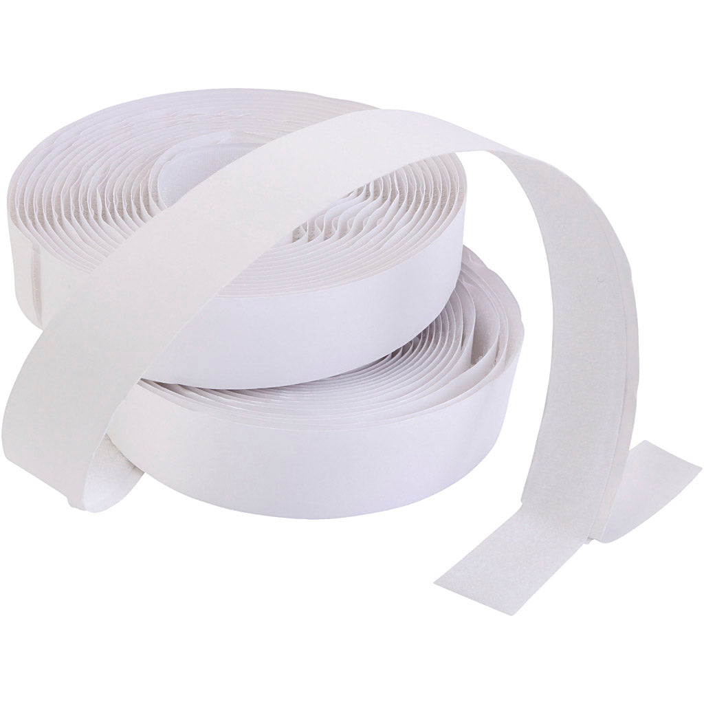 Bande Velcro, autocollante, épaisseur 2 cm, blanche, 25 m 1 carton
