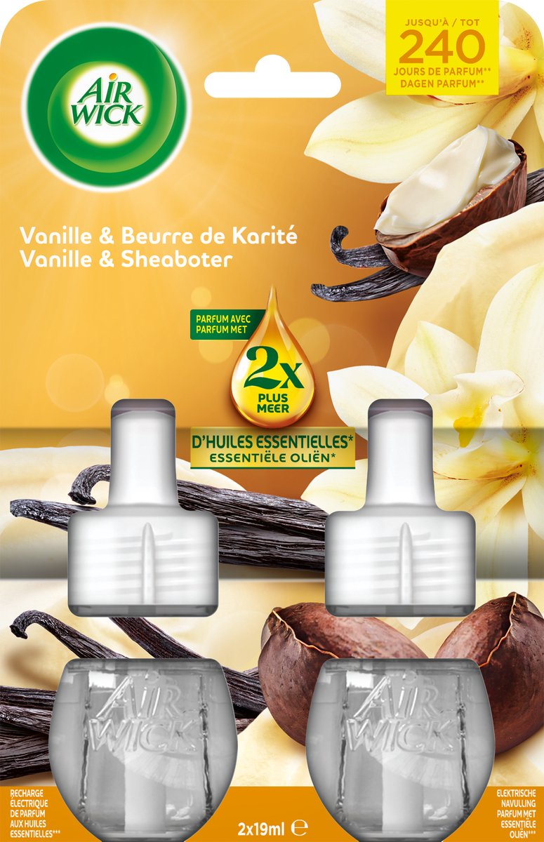 Désodorisant électrique Air wick vanille beurre de karité - recharge duo 2x19ml