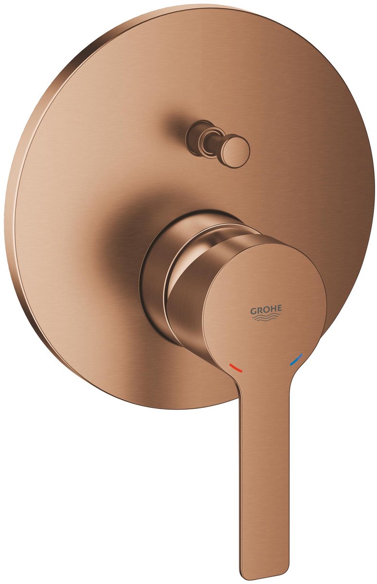 Kit d'installation pour mitigeur de bain Grohe Lineare nouveau – à encastrer – inverseur 2 voies – Silkmove 46 mm – coucher de soleil chaud brossé