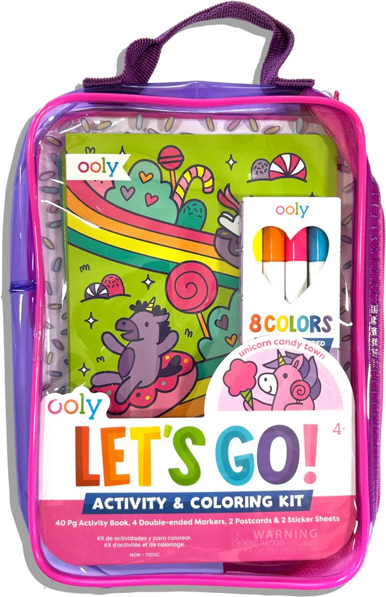 Ooly - allons-y ! kit de coloriage d'activités - ville de bonbons licorne