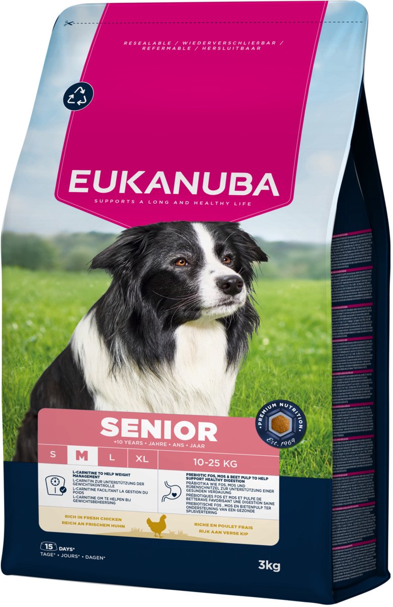 Eukanuba senior race moyenne poulet - nourriture pour chien - 3 kg
