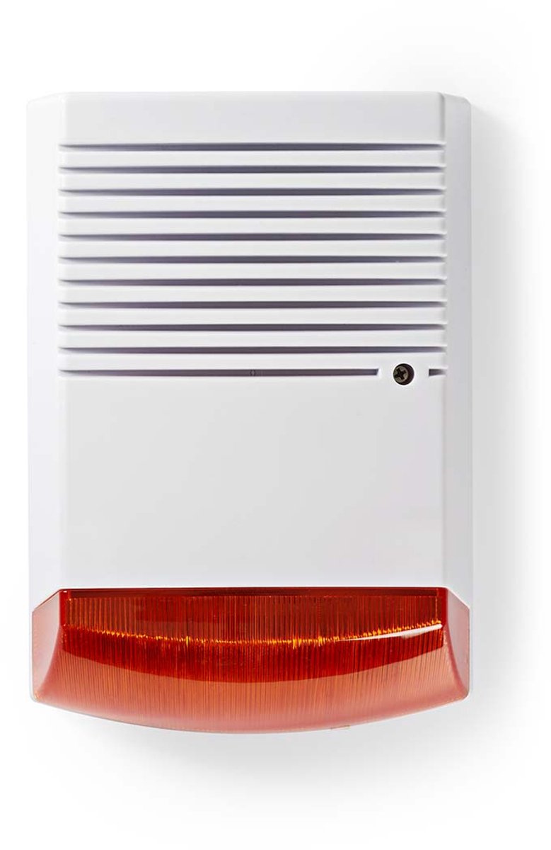 Alarme de sécurité factice Nedis - ip44 - alimentée par batterie - extérieur - orange blanc