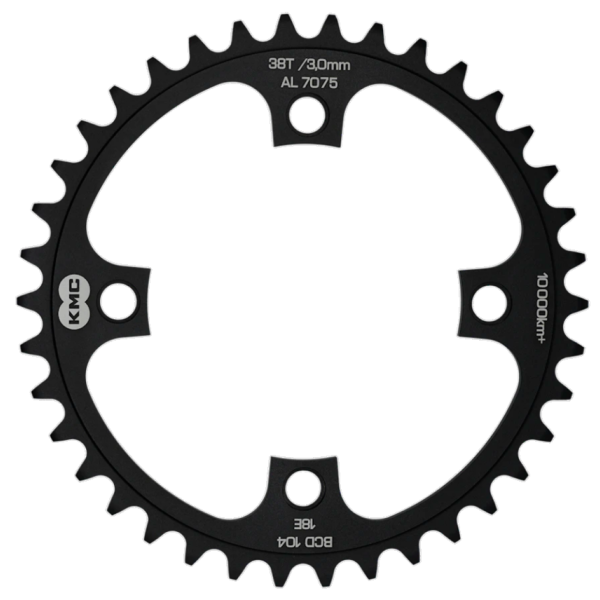 Gear KMC 38T, aluminium 1 2x1 .bcd 104 mm. Ligne de chaîne 3,0 mm à vitesse unique
