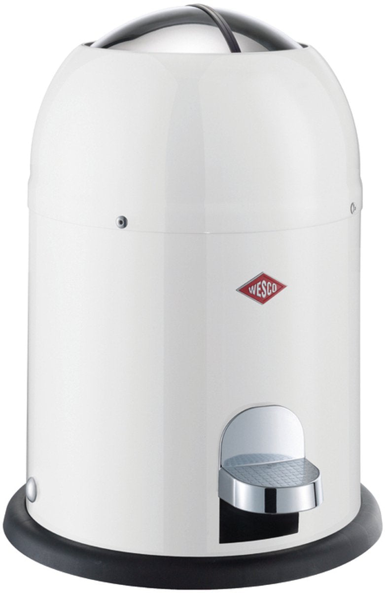 Seau à cosmétiques Wesco mini master en tôle d'acier thermolaquée blanche, capacité 6 litres, seau intérieur en plastique, pédale