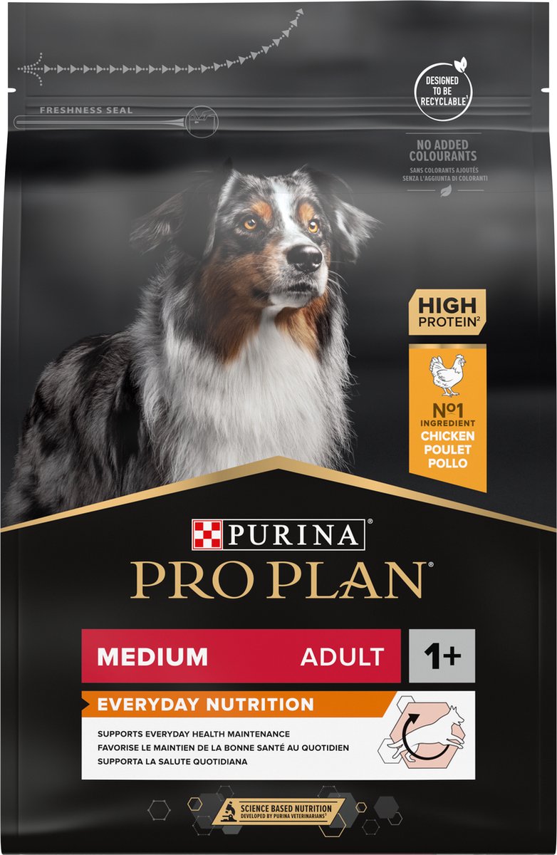 Pro Plan Medium Adult Daily Nutrition - Nourriture sèche pour chien - Poulet - 3 kg