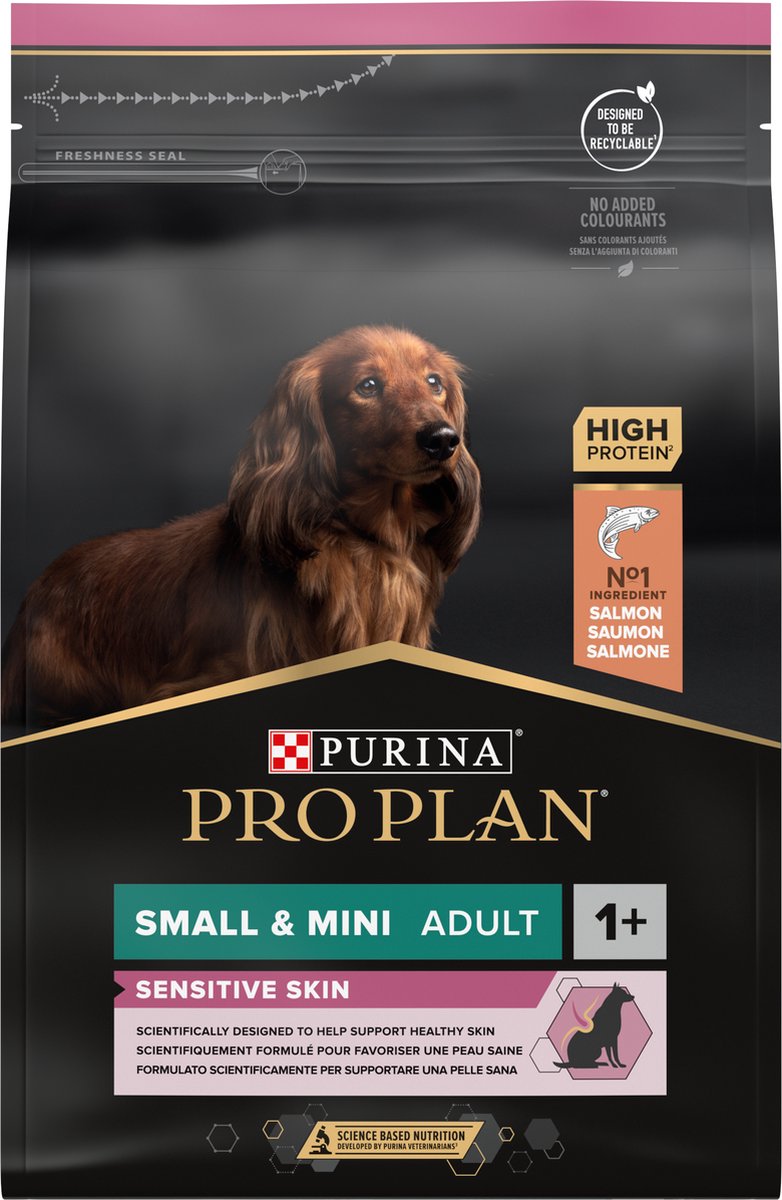 Pro plan petit mini adulte peau sensible - nourriture sèche pour chien - saumon - 3 kg