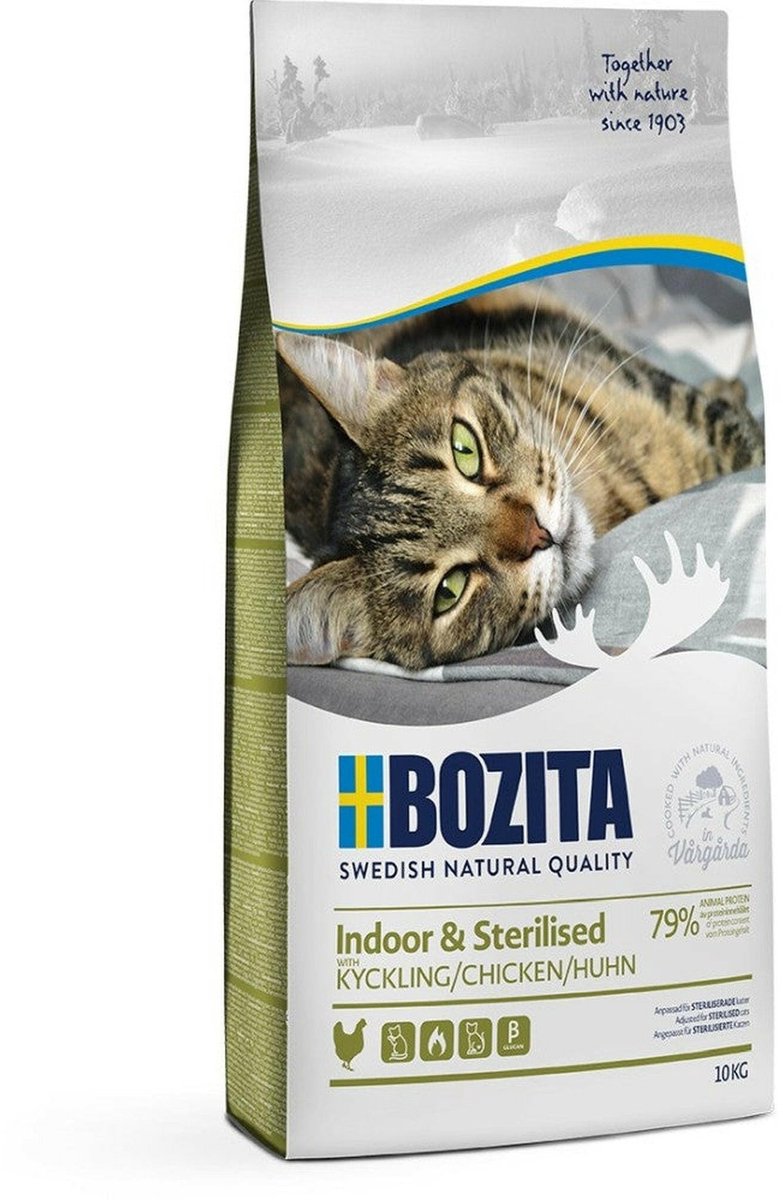 Bozita indoor stérilisé - nourriture pour chat - poulet - l-carnitine - 10kg