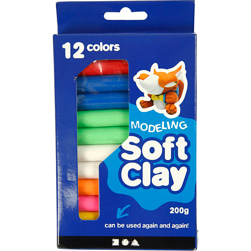 Creativ company ensemble d'argile molle de différentes couleurs, 200gr.