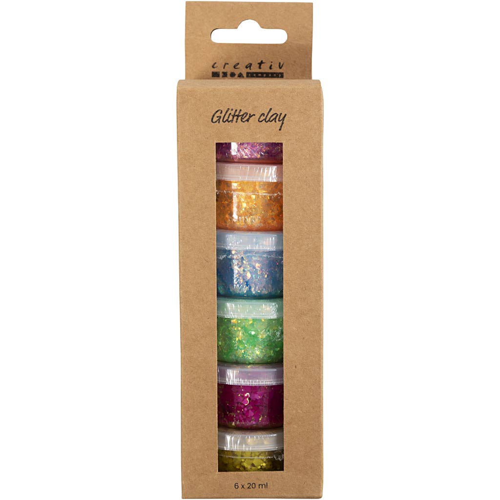 Argile pailletée Creativ company, couleurs joyeuses, 6x20 ml 1 boîte