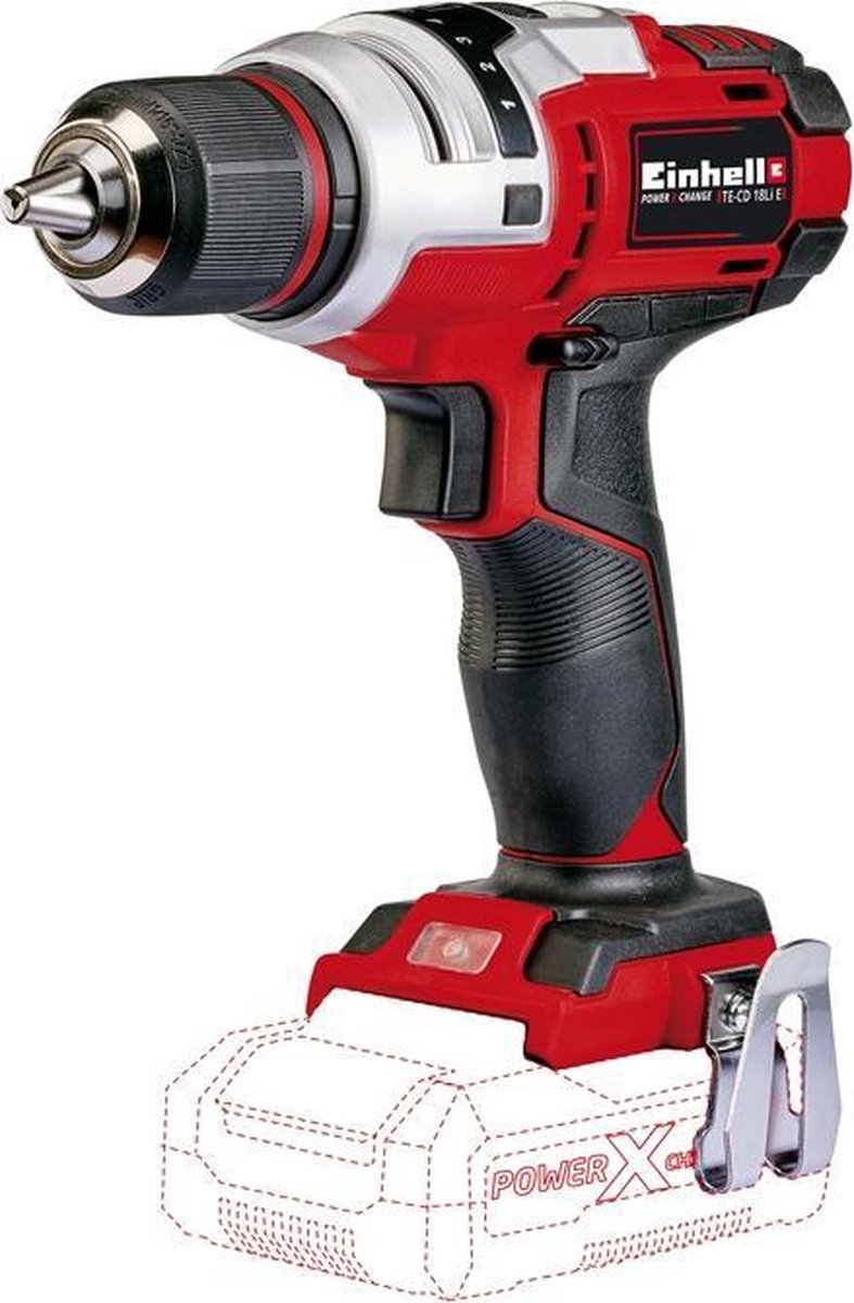 Perceuse/visseuse sans fil Einhell te-cd 18 li e solo - power x-change - 18 v li-ion - 47 nm - 0-400 0-1 400 tr/min - mandrin sans clé 13 mm - réglage électronique du couple - excl. batterie et chargeur