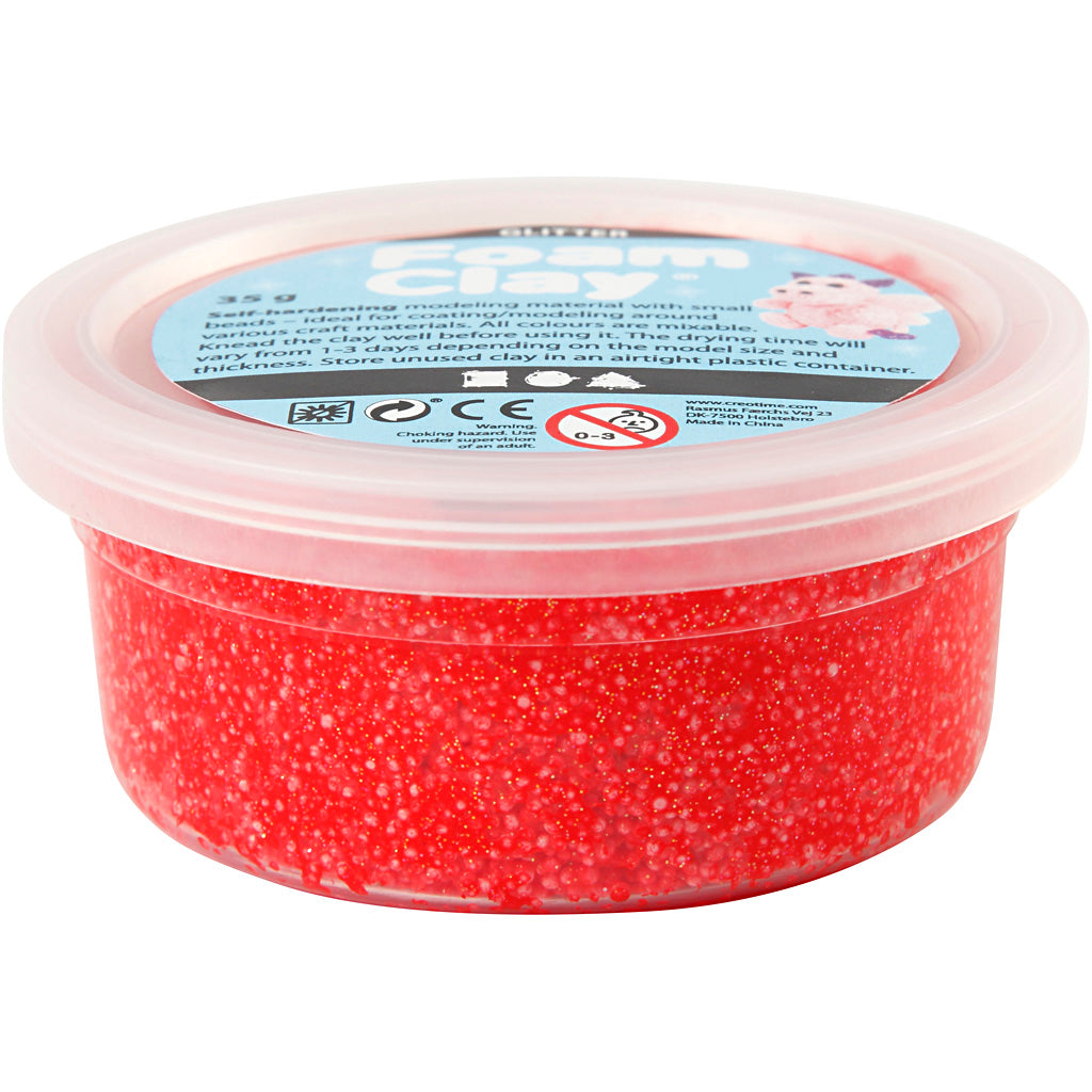 Argile Foam ®, pailletée, rouge, 35 gr 1 boîte