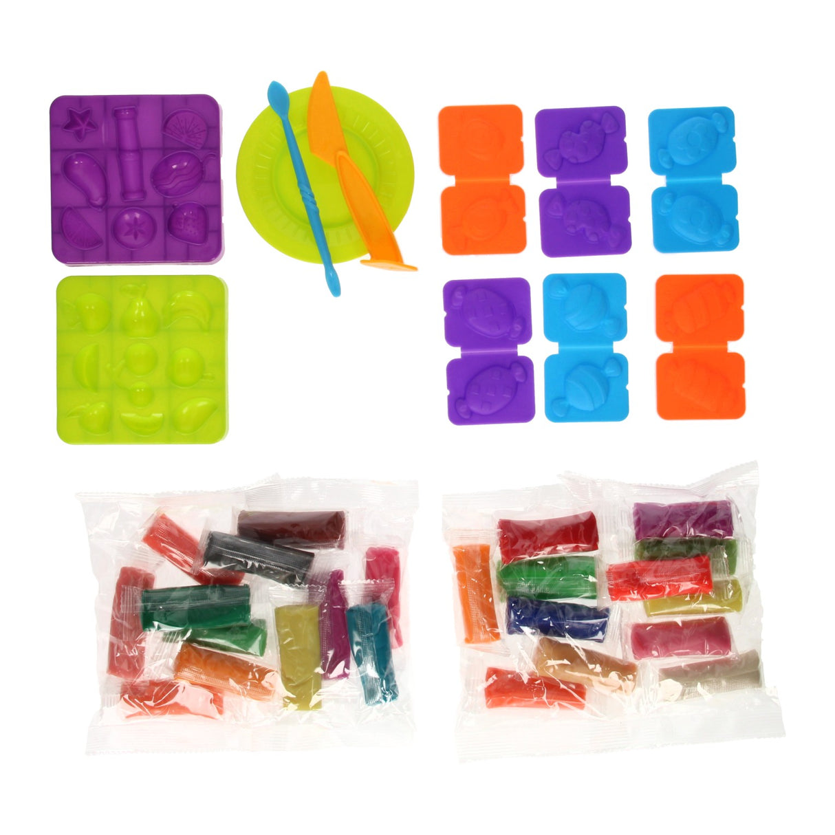 Ensemble d'argile dans une boîte de rangement de fruits - 24 couleurs d'argile