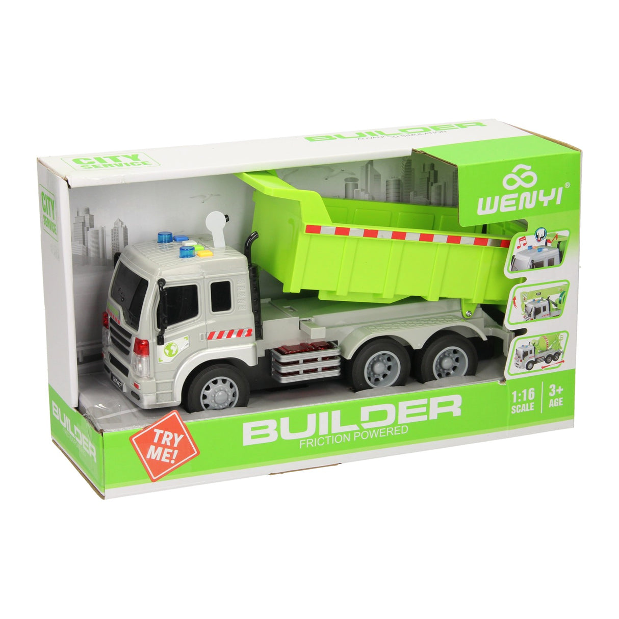 camion à benne basculante avec lumière et son