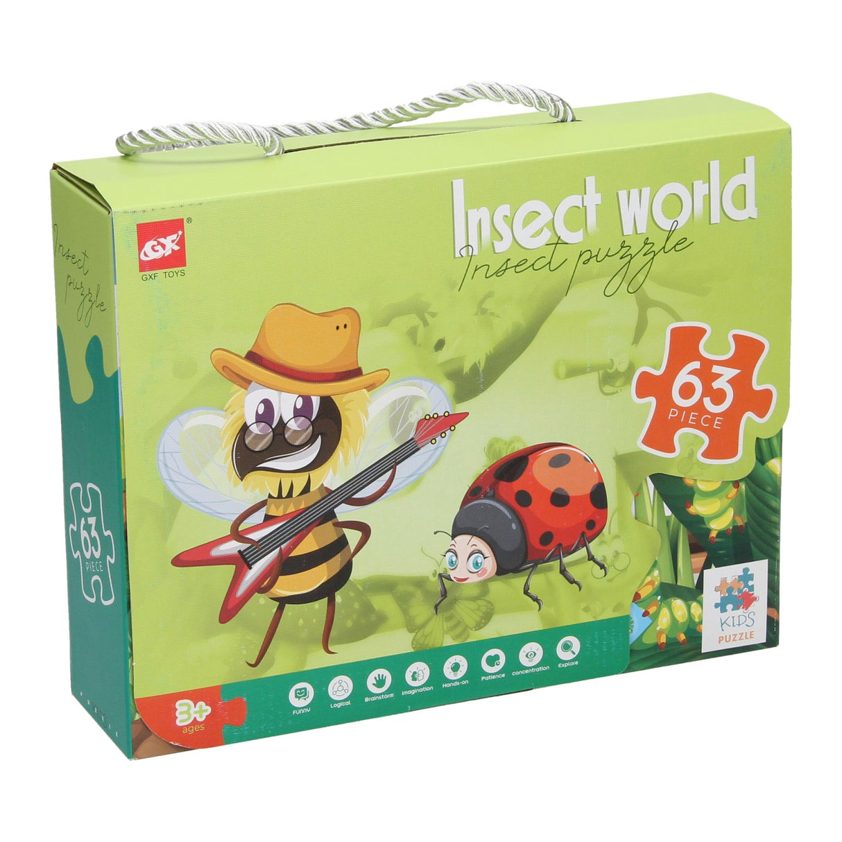 Puzzle monde des insectes, 63 pièces.