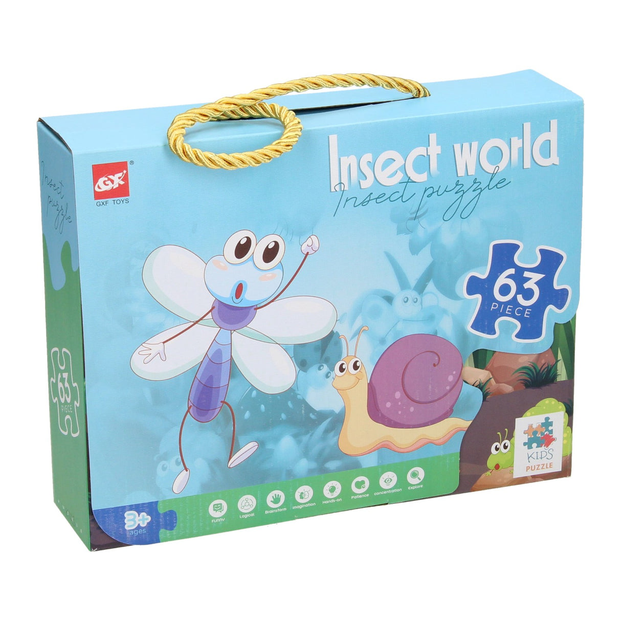 Puzzle monde des insectes, 63 pièces.