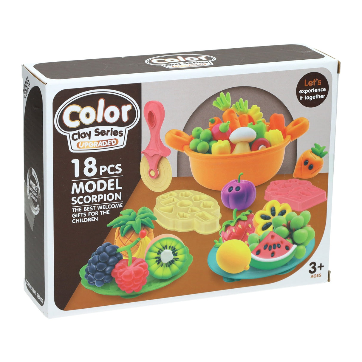 Ensemble d'argile fruits et légumes - 6 couleurs d'argile - 18pcs.