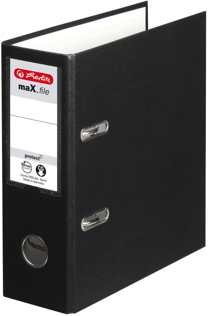 Herlitz dossier max.file protéger a5 8 cm couverture en aluminium pp noir