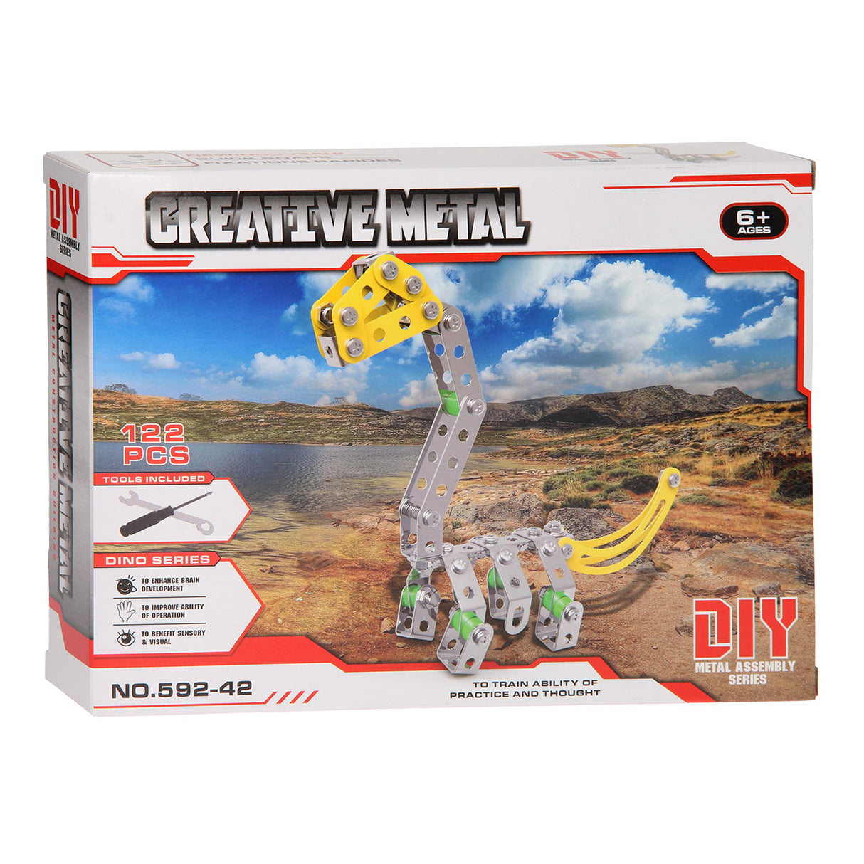 Jeu de construction dinosaure en métal, 122 pièces.