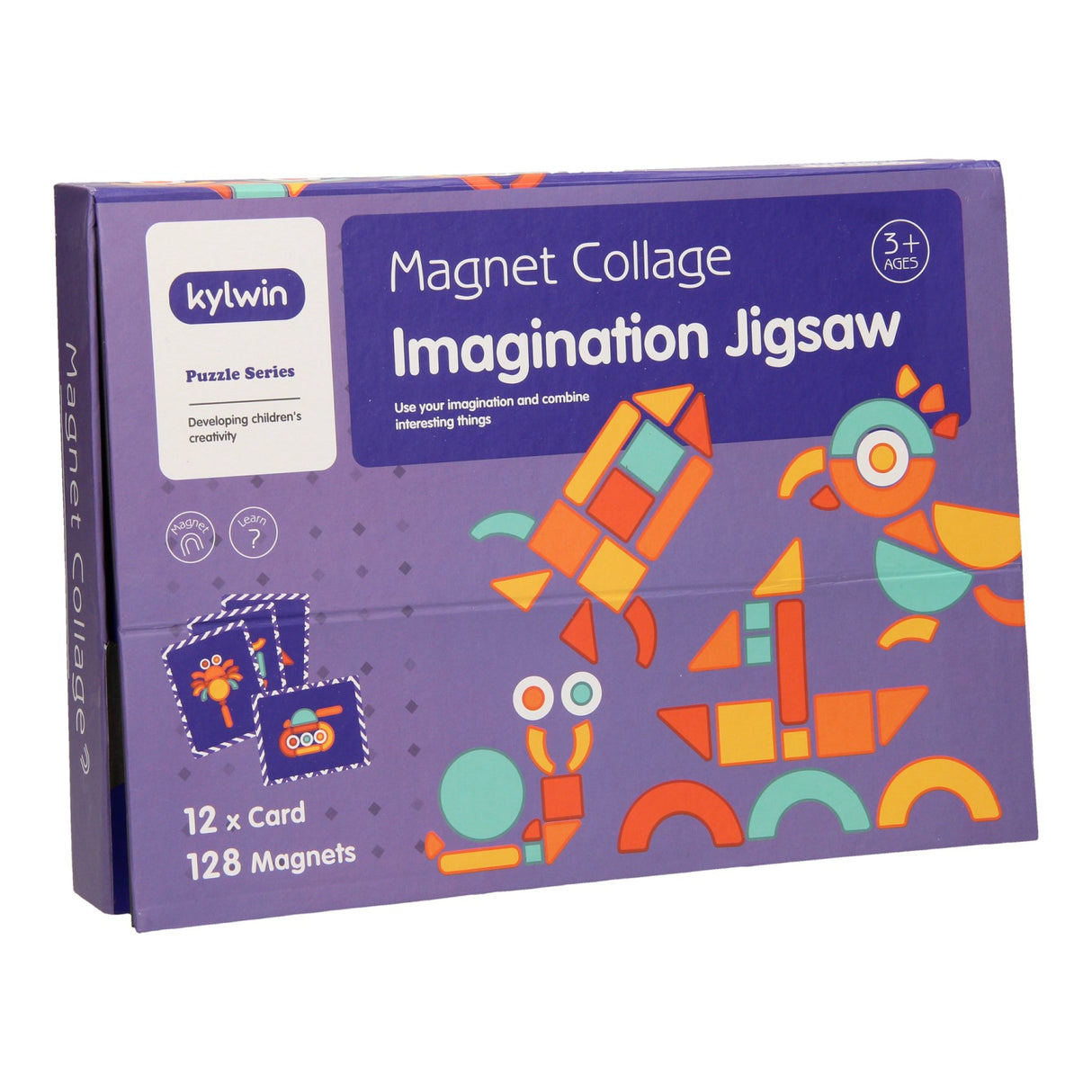 jeu de formes magnétiques avec cartes, 140 pcs.