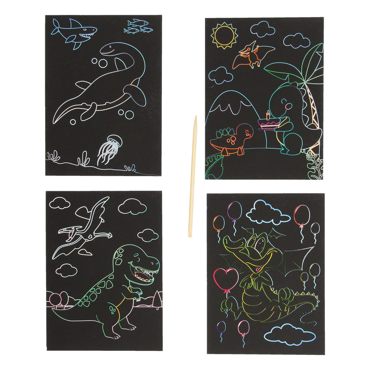 Cartes à gratter dinosaures