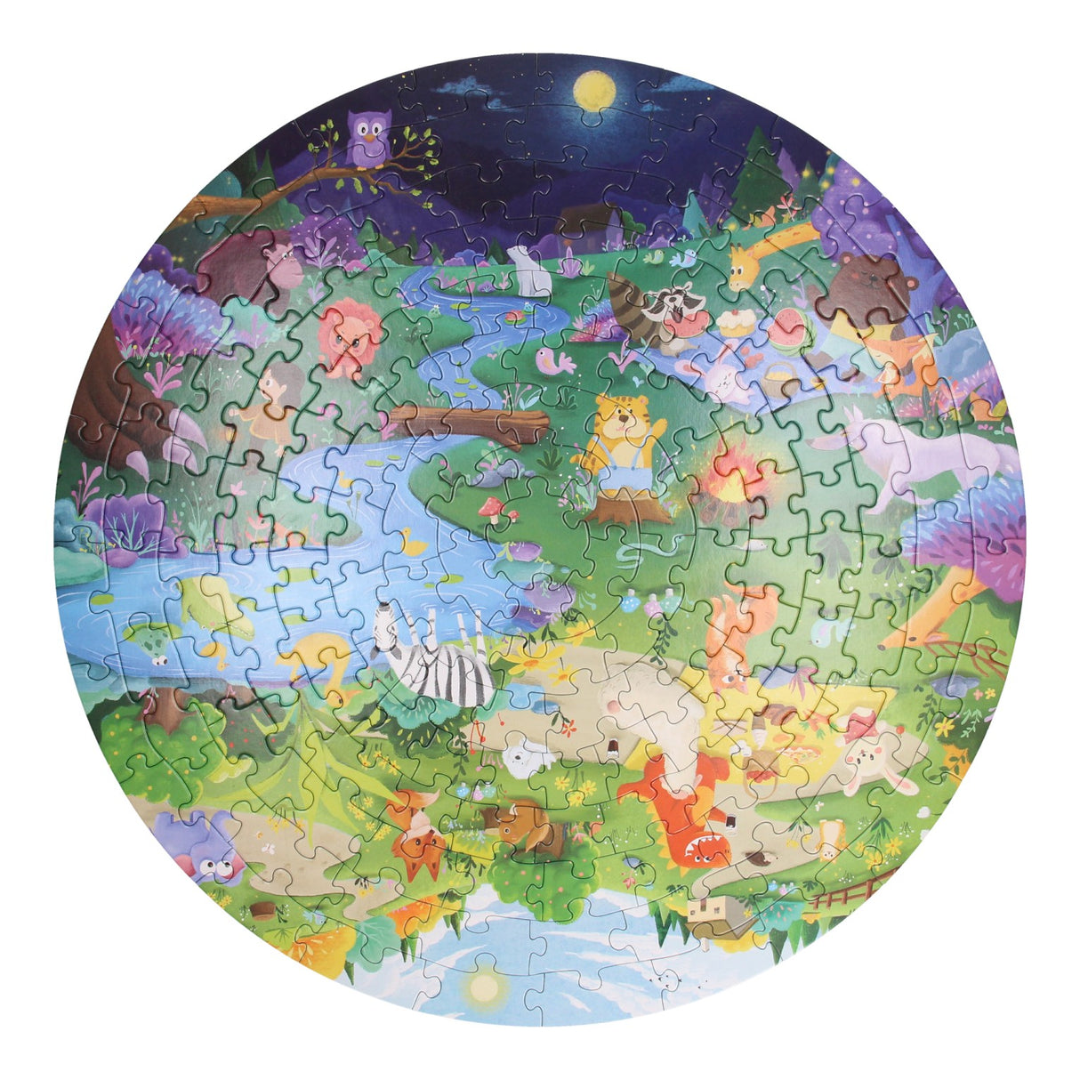 Puzzle rond dans une boîte de rangement Jour Nuit, 150 pcs.