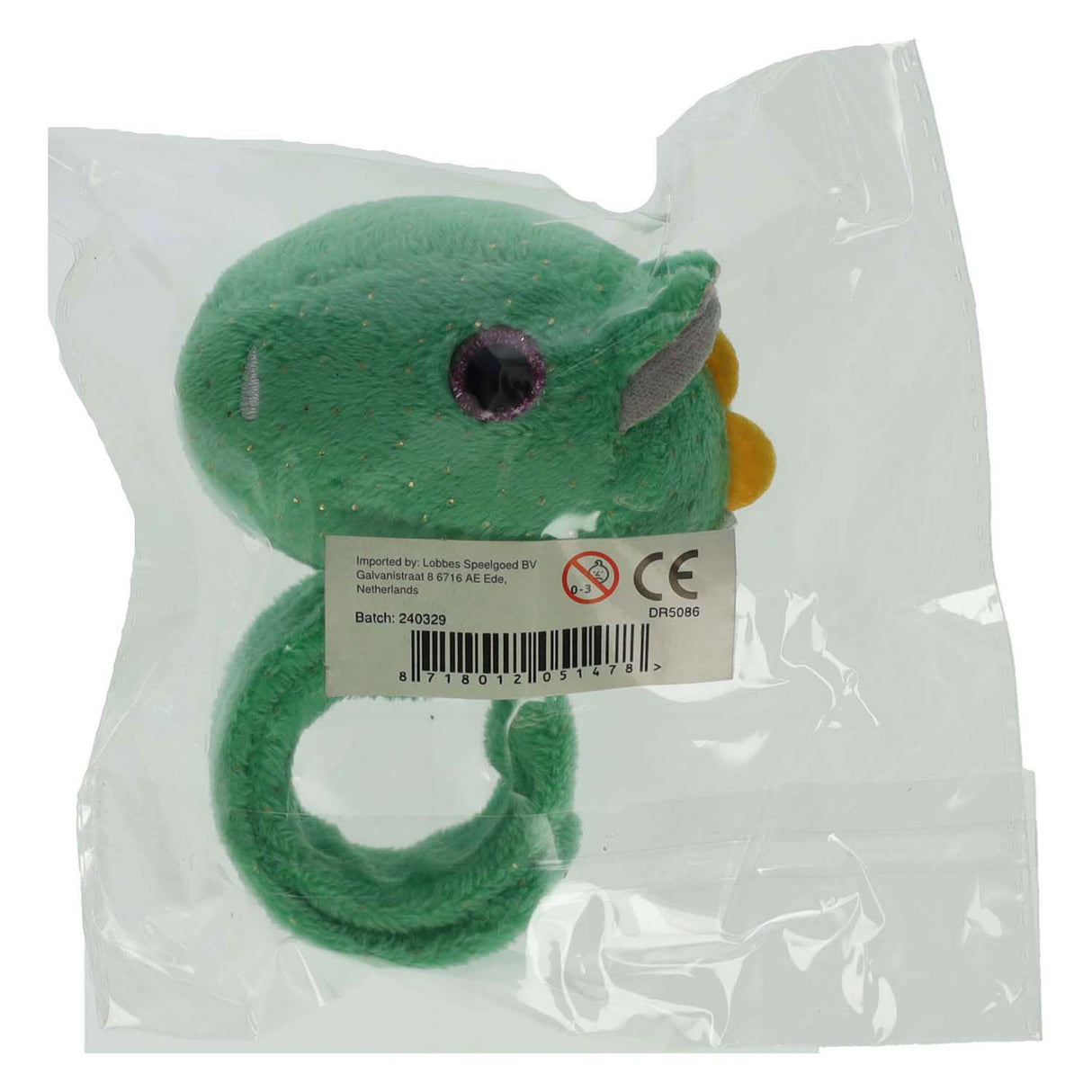 Bracelet claque en peluche dinosaure