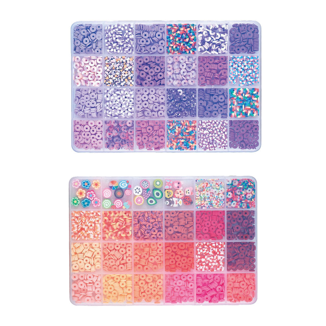 Jouets Lobbes, par exemple des perles en polymère dans des tons violet-rose