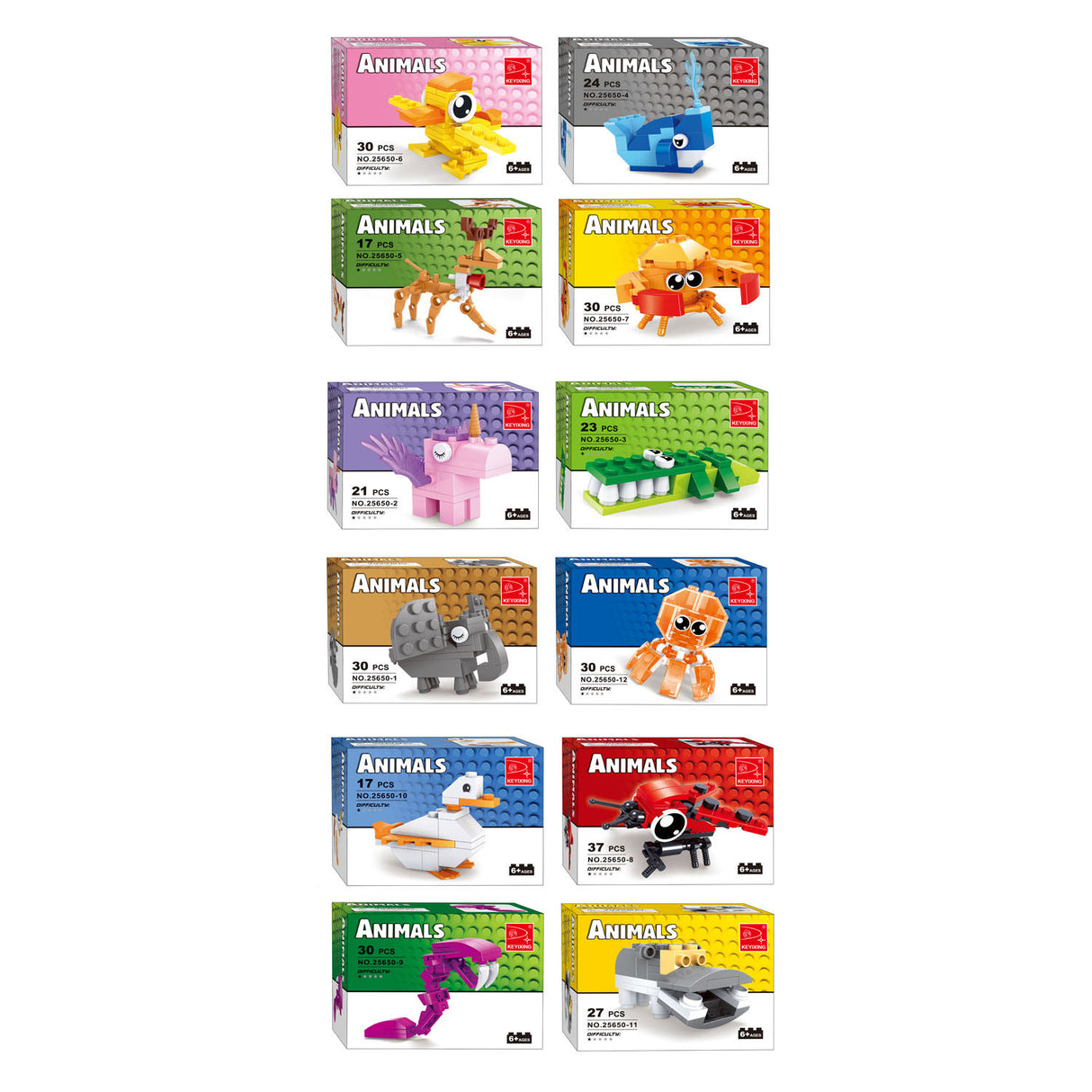 jeu de construction boîte de distribution d'animaux, 12 pièces