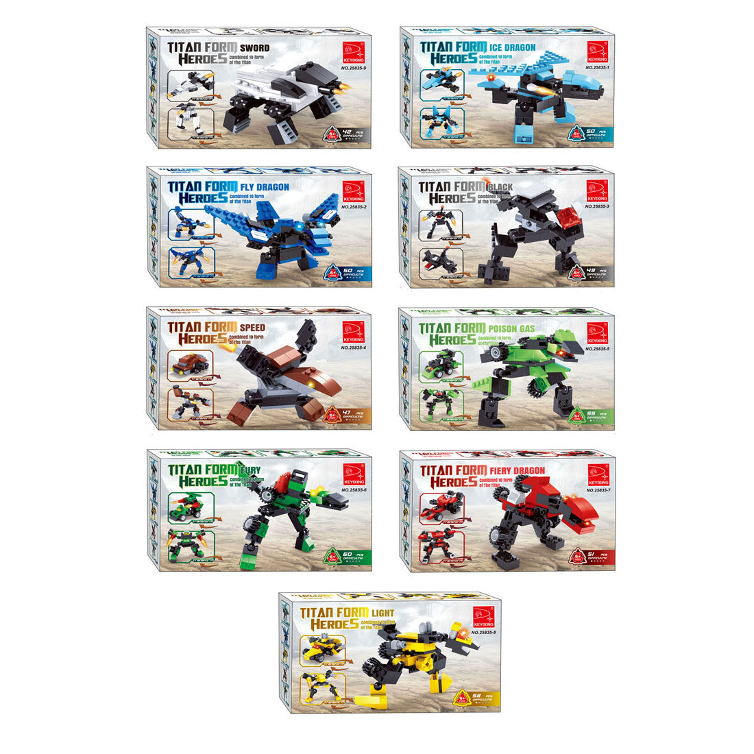 Jeu de construction de blocs de construction de robots Titans 3-en-1