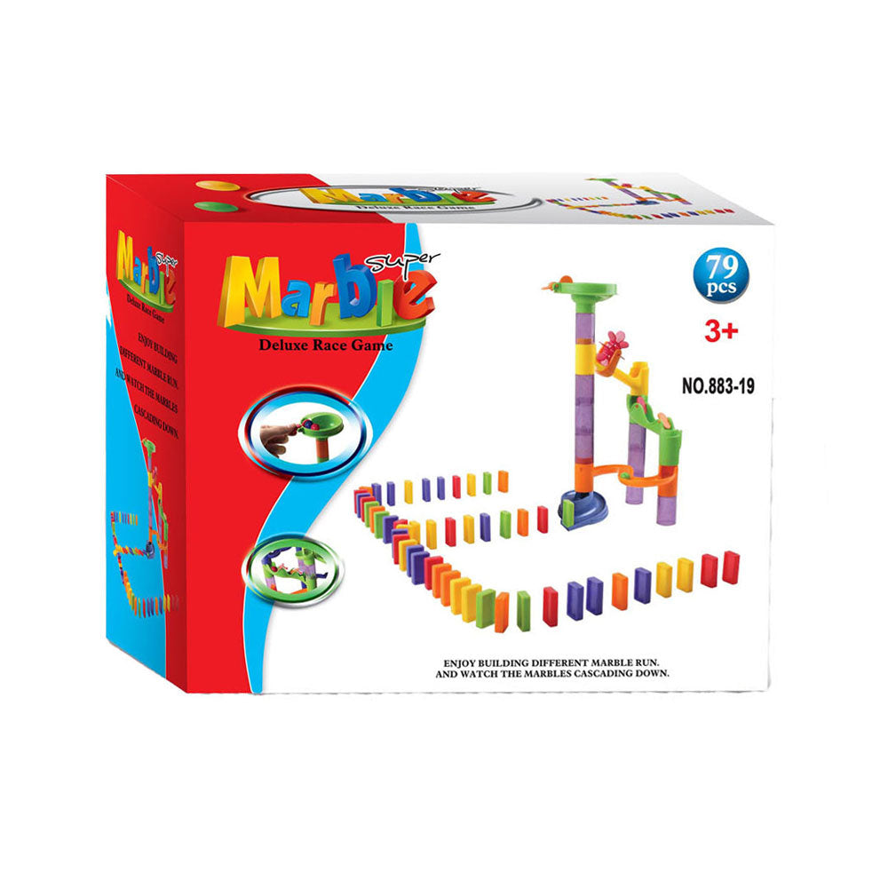 Jeu de dominos en forme de piste de marbre, 79 pièces.