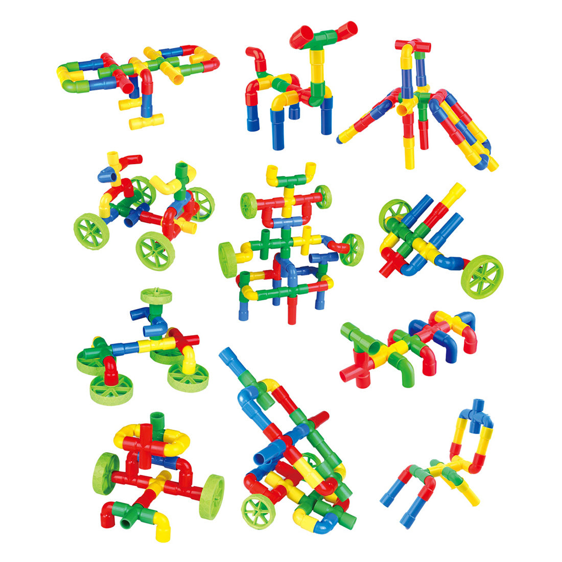 Lobbes jouets, par exemple Lobbes jeu de construction jouet construction tubes roues 72 pièces créatives.