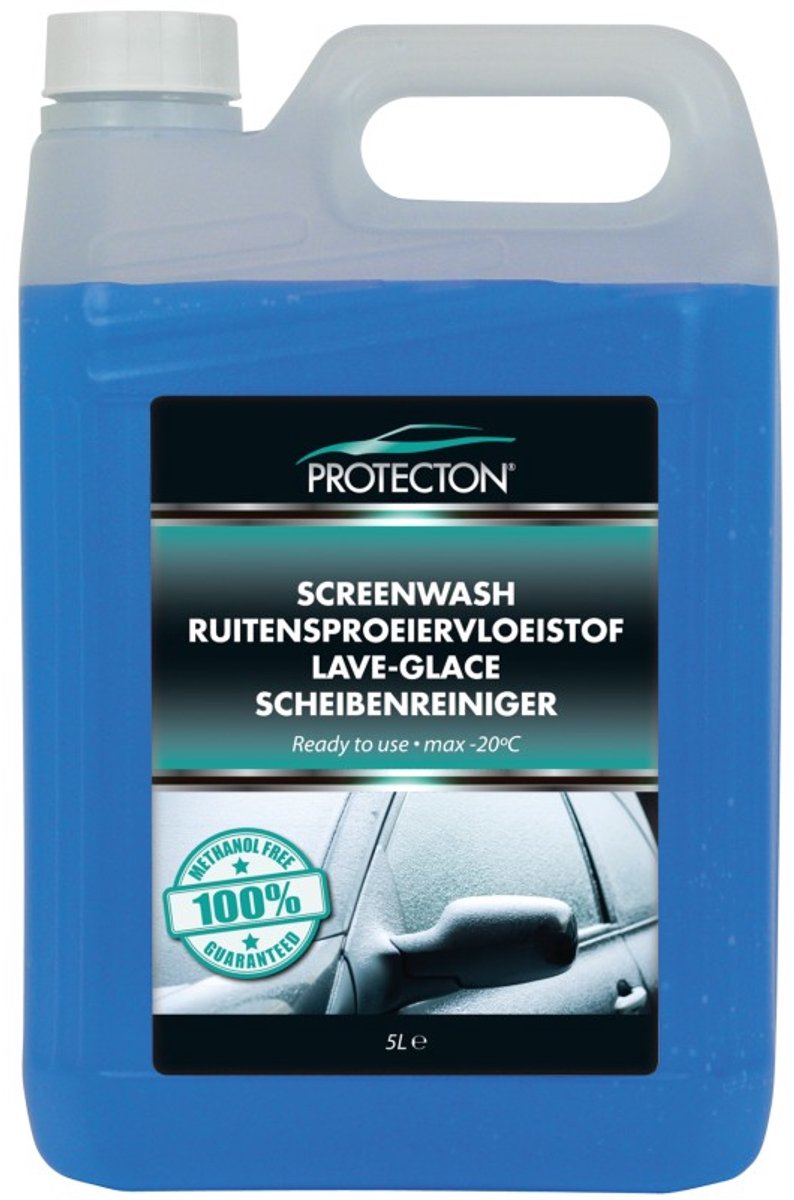 Liquide lave-glace Protecton - prêt à l'emploi - empêche le gel du système de lave-glace jusqu'à -20° - à haute concentration d'éthanol - 100% sans méthanol - 5 litres