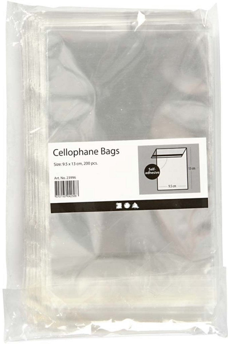 Sachets cellophane Creativ company, h : 12,9 cm, l : 9,7 cm, épaisseur 25 my, 200 pièces 1 boîte