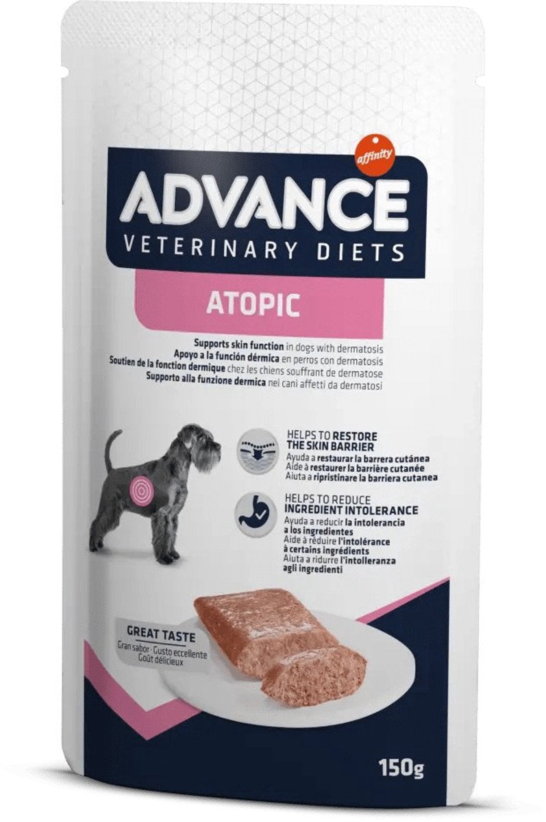 Régime vétérinaire Advance chien peau sensible atopique - 8x150 gr