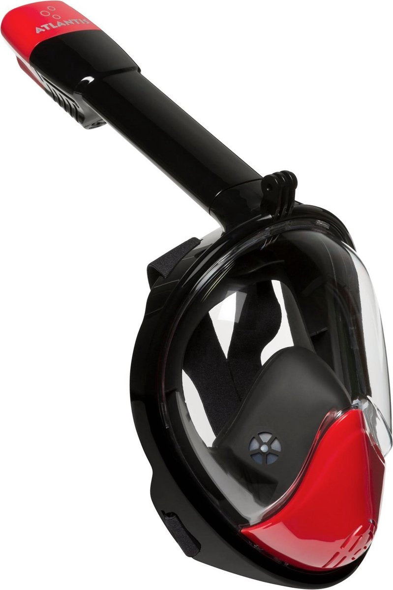 Masque de plongée Atlantis 2.0 - lunettes de plongée - tuba - ensemble de tuba - masque complet - adultes - noir rouge - L XL