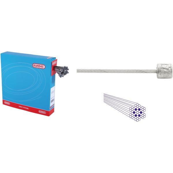 Communiquez des câbles intérieurs Elvedes 2250 mm en acier inoxydable Ø1,1 mm Shimano n mamelon Ø4,5 × 4,5 (100 pièces)