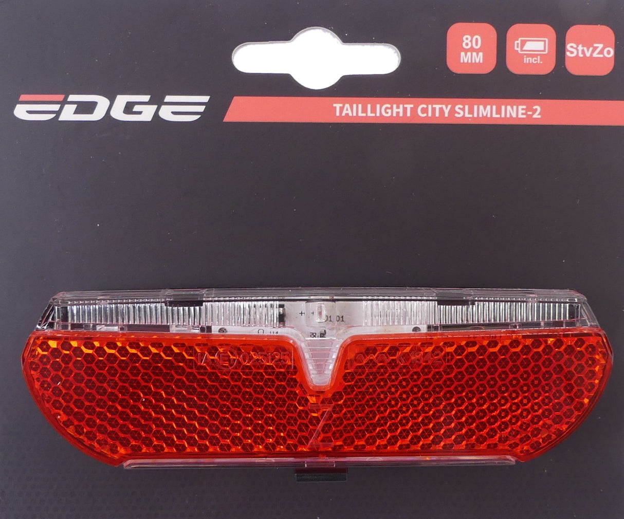 Edge Carrier Light City Slimline-2 80 mm STVZO Quality Mark incl. Batteurs