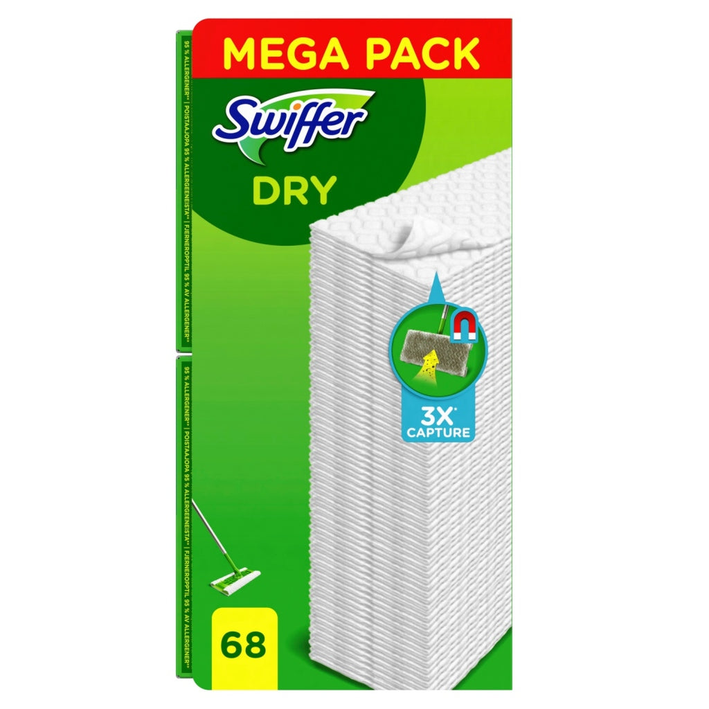 Swiffer swiffer dry mega pack lingettes magnétiques pour sols 68 pièces