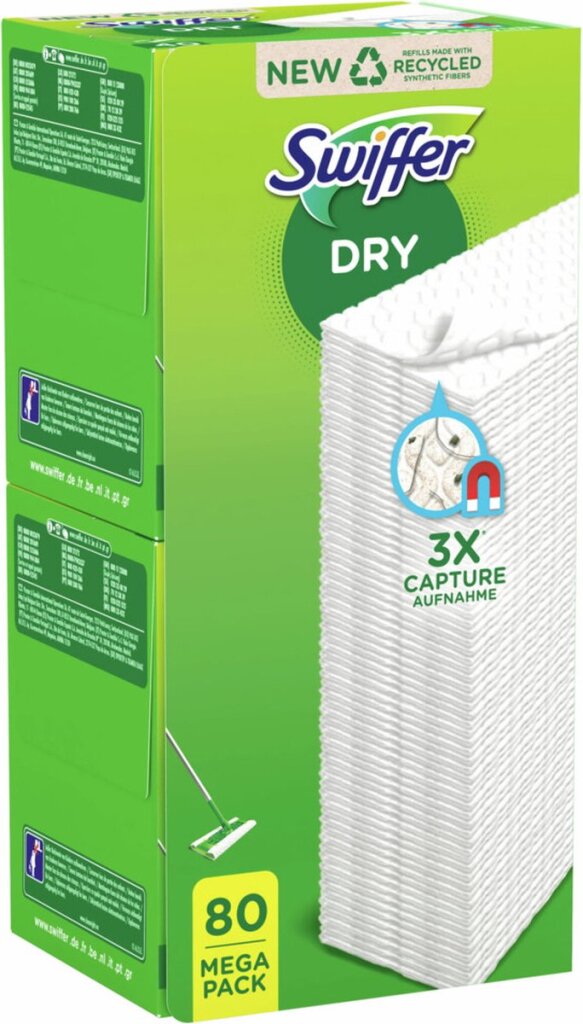 Lingettes sèches nettoyantes pour sols Swiffer 80 lingettes pour essuyeurs de sol