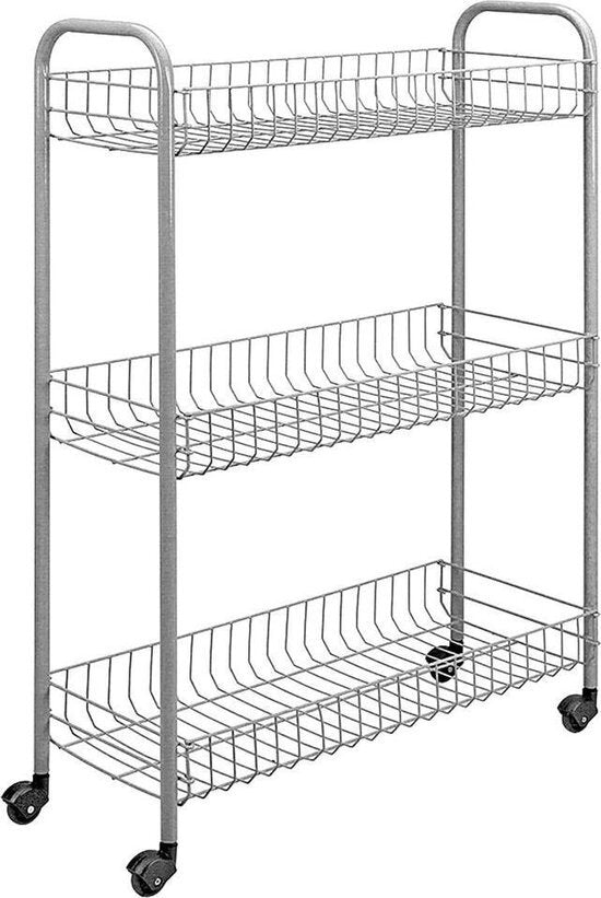 Metaltex chariot de salle de bain-cuisine slim 84x56cm acier argent