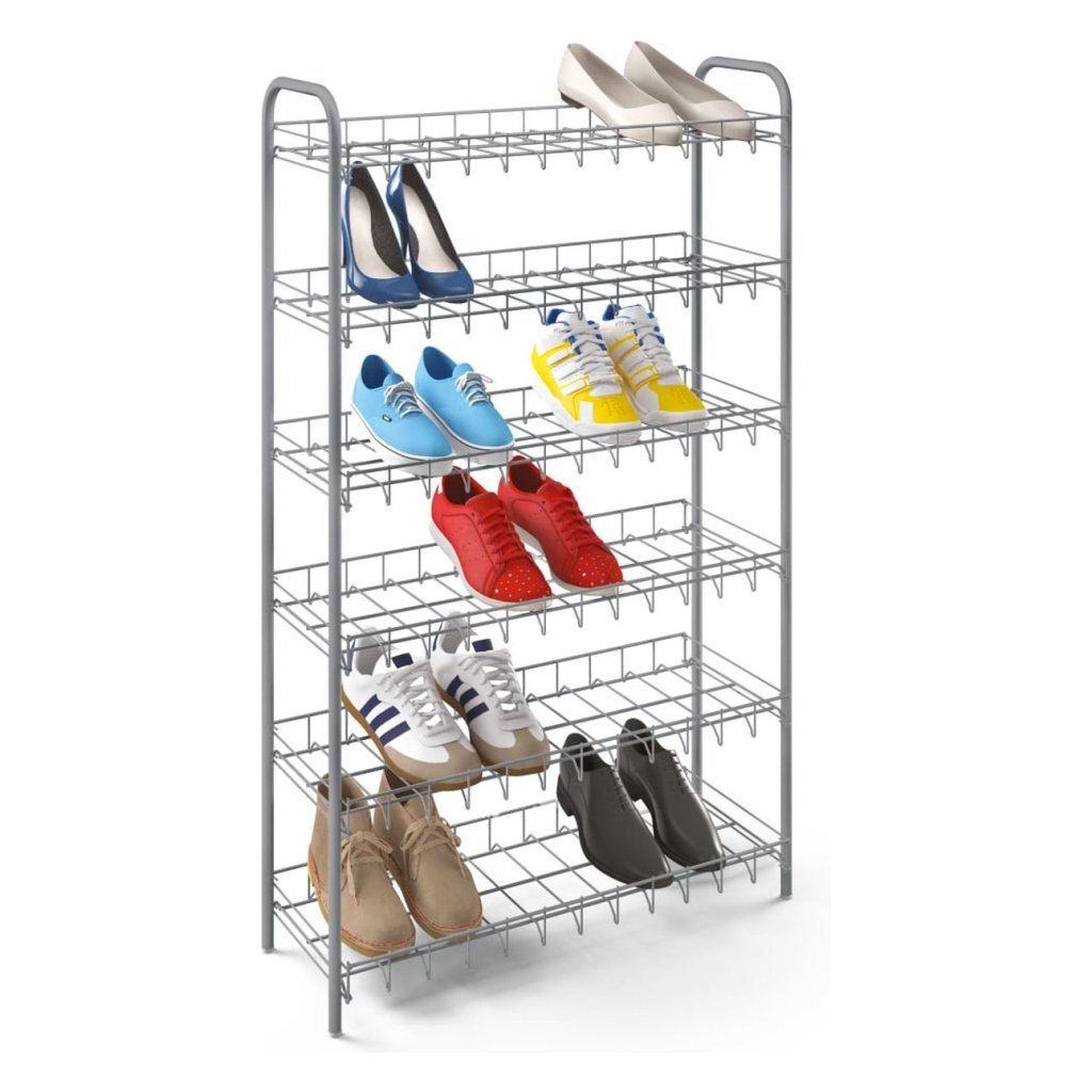 Rack à chaussures Metaltex 6 étages 64x23x104 cm argent