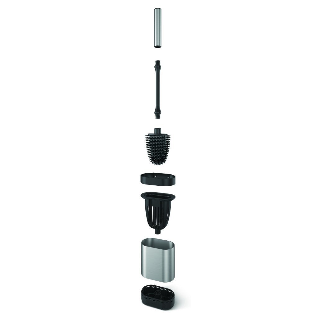 Metaltex cleany brosse de toilette + support 13x8x47 cm acier inoxydable noir