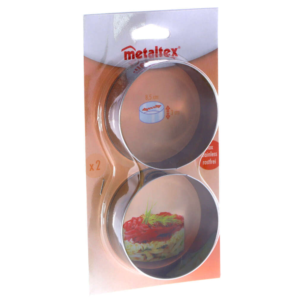 Cercles de cuisson Metaltex 8,5x3,2 cm, 2 pièces en acier inoxydable