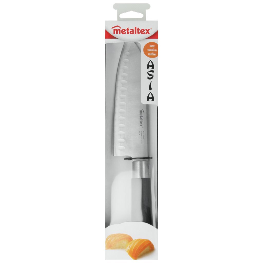 Metaltex Asia Couteau Santoku 30 cm acier inoxydable noir