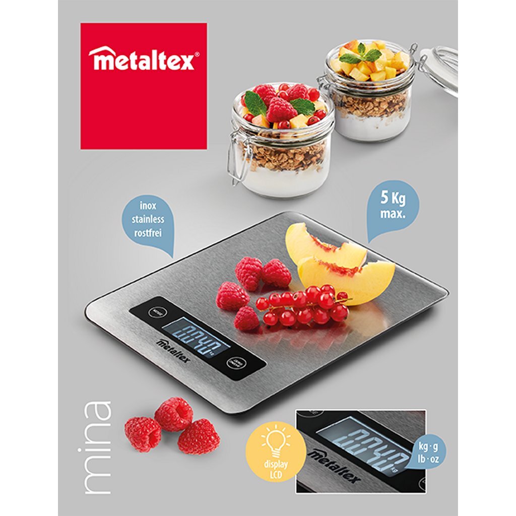 Metaltex aides de cuisine mina balance de cuisine numérique en acier inoxydable