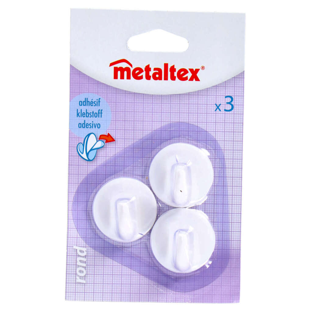 Crochets adhésifs Metaltex 3 pièces blancs