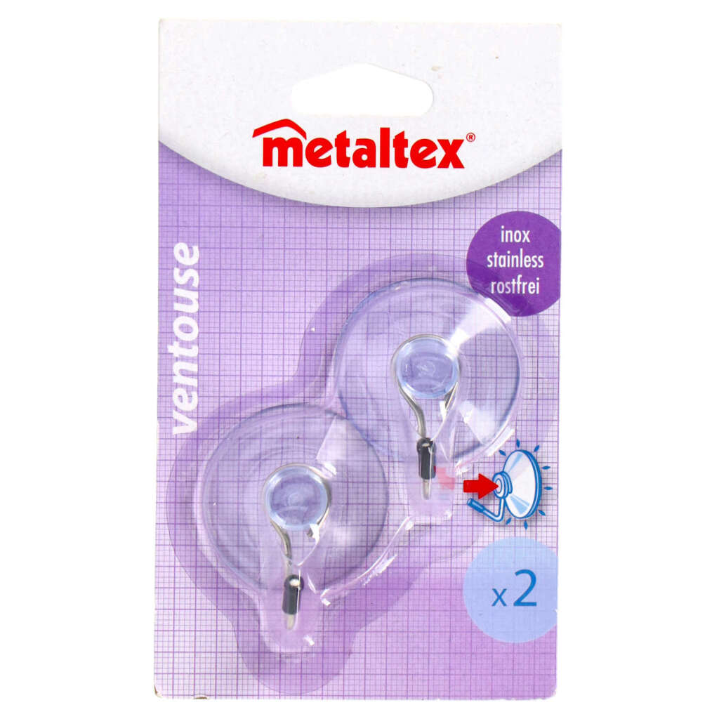Crochets Metaltex avec ventouse 2 pièces