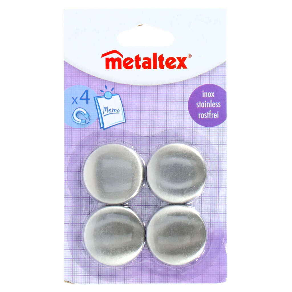 Aimants Metaltex ronds 4 pièces en acier inoxydable